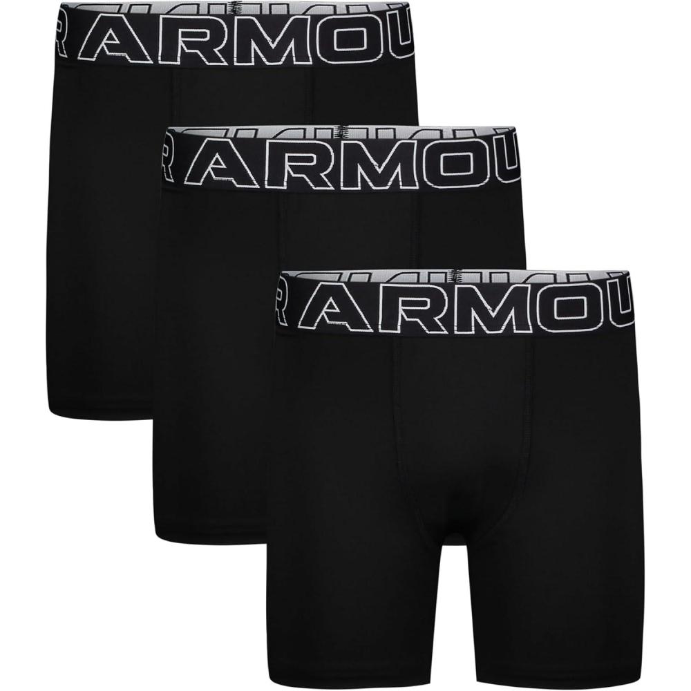 imageUnder Armour boys Performance Boxer Briefs Lightweight ampamp Smooth Stretch FitSolid Black Three Pack