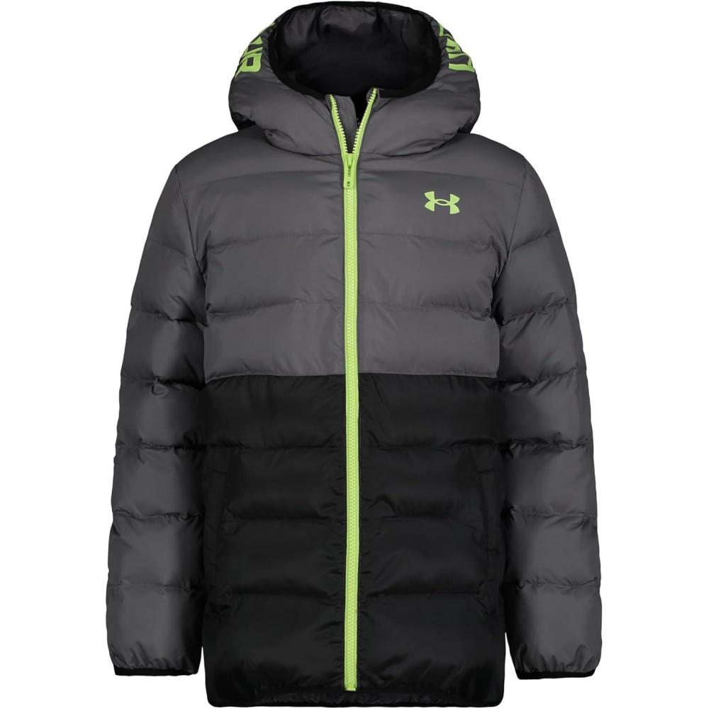 imageUnder Armour boys Pronto Colorblock Puffer Jacket Midweight Zip Up Closure Repels WaterCastlerock