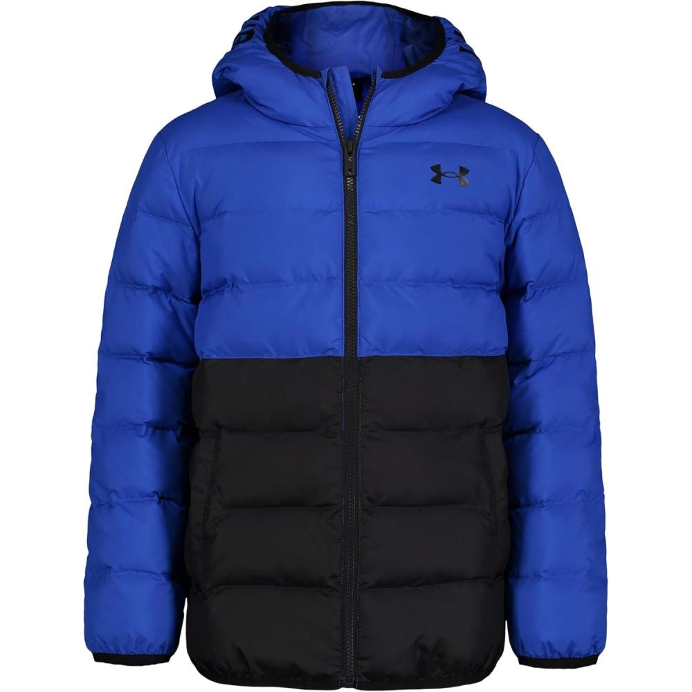 imageUnder Armour boys Pronto Colorblock Puffer Jacket Midweight Zip Up Closure Repels WaterTeam Royal Colorblock