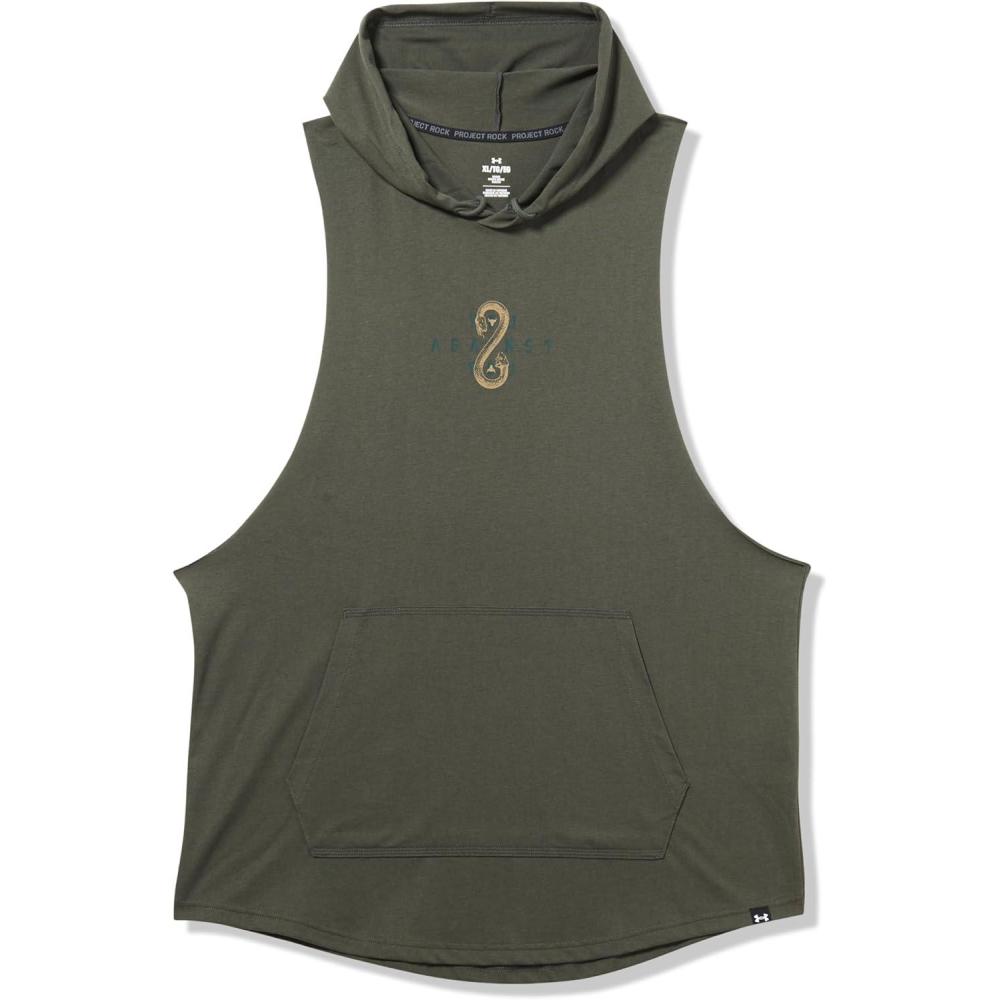 imageUnder Armour mens Project Rock Snake Sleeveless Hoodie310 Baroque Green  Bayou  White