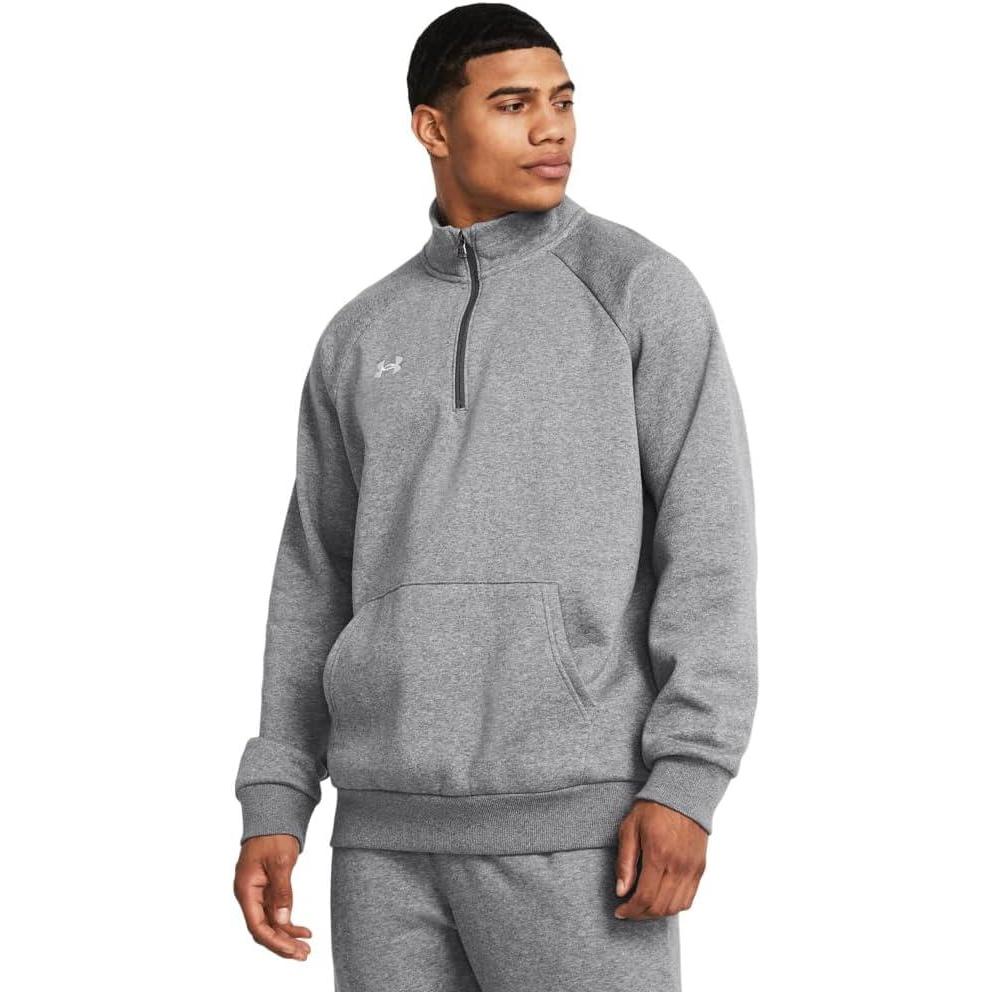 imageUnder Armour mens Rival Fleece Quarter Zip025 Castlerock Light Heather   White