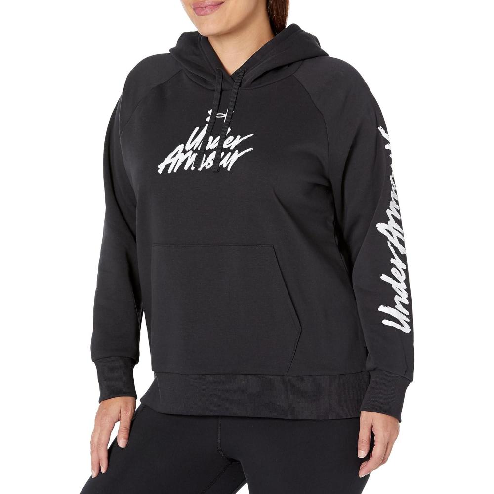 imageUnder Armour womens Rival Fleece Big Logo Hoodie001 Black  White  Sleeve Wordmark