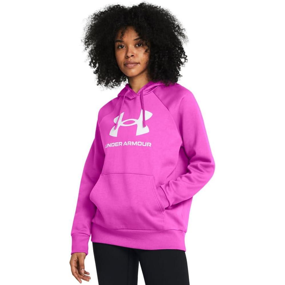 imageUnder Armour womens Rival Fleece Big Logo Hoodie572 Vivid Magenta   White