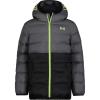 imageUnder Armour boys Pronto Colorblock Puffer Jacket Midweight Zip Up Closure Repels WaterBlack Colorblock