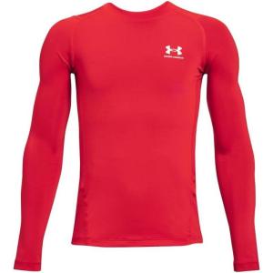 imageUnder Armour Boys HeatGear Armour LongSleeve TShirt600 Red   White