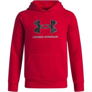 imageUnder Armour Boys Rival Fleece Big Logo Print Fill Hoodie600 Red   Black