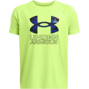 imageUnder Armour Boys Tech Hybrid Printed Fill ShortSleeve TShirt304 Morph Green  Morph Green  Tech Blue