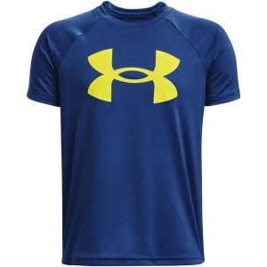 imageUnder Armour Boys Tech Hybrid Printed Fill ShortSleeve TShirt471 Blue Mirage   Starfruit