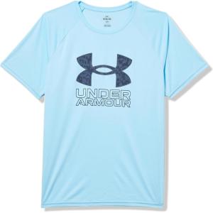 imageUnder Armour Boys Tech Hybrid Printed Fill ShortSleeve TShirt494 Stream   Downpour Gray