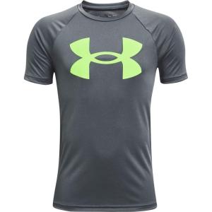 imageUnder Armour Boys Tech Hybrid Printed Fill ShortSleeve TShirtPitch Gray 012Summer Lime