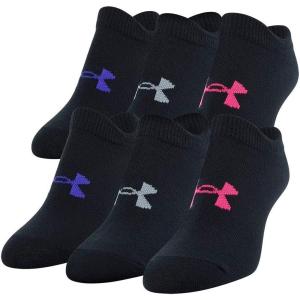 imageUnder Armour Kids Essential 20 Lightweight No Show Socks 6PackBlack Penta Pink Assorted