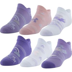 imageUnder Armour Kids Essential 20 Lightweight No Show Socks 6PackOctaneWhiteVivid Lilac