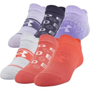 imageUnder Armour Kids Essential 20 Lightweight No Show Socks 6PackWhite Daiquiri Red Assorted