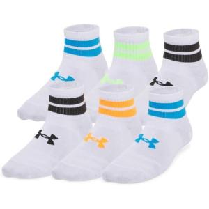 imageUnder Armour Kids Youth Essential Quarter Socks 6Pack103 White  White  Electric Blue