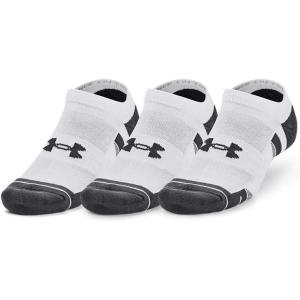 imageUnder Armour Unisex Adult Performance Cotton No Show Socks 3 Pairs100 White  White  Pitch Gray