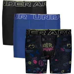 imageUnder Armour boys Performance Boxer Briefs Lightweight ampamp Smooth Stretch FitTech Blue  Three Pack