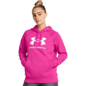imageUnder Armour womens Rival Fleece Big Logo Hoodie652 Rebel Pink   White