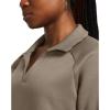 imageUnder Armour Womens Unstoppable Fleece Rugby Long Sleeve Crop Top200 Taupe Dusk   Black